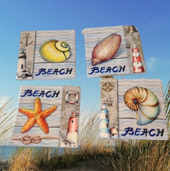 Set of 4 Seashell Coasters - Picture 3 of 8